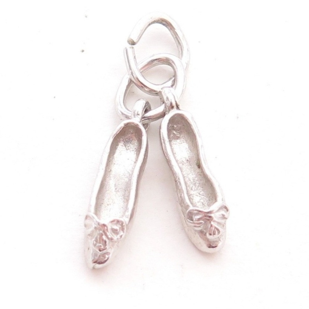 STERLING SILVER BALLET SLIPPERS‎ CHARM PENDANT PAIR BALLERINA SHOES .925 STER